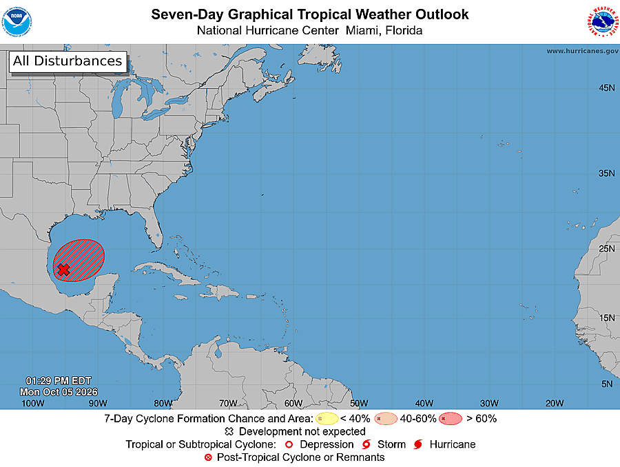 Invest 92L in Gulf could become tropical depression this week, NHC says Image