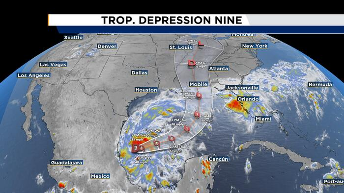 Tropical Depression Nine forms in the Southern Gulf Image