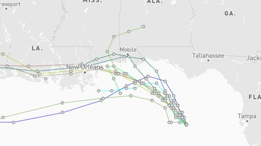 Spaghetti models for Invest 91L near Florida, now tropical depression Image