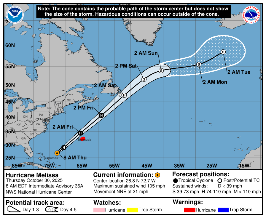 Hurricane Melissa - 5 Day Cone Hurricane Melissa - 5 Day Cone